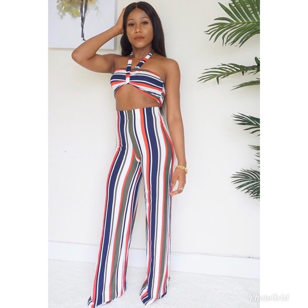 Summer Multicolored strip two piece set
